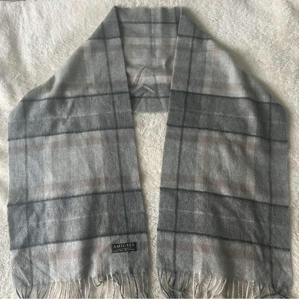 AMICALE Cashmere Men's 100% Cashmere Plaid Scarf